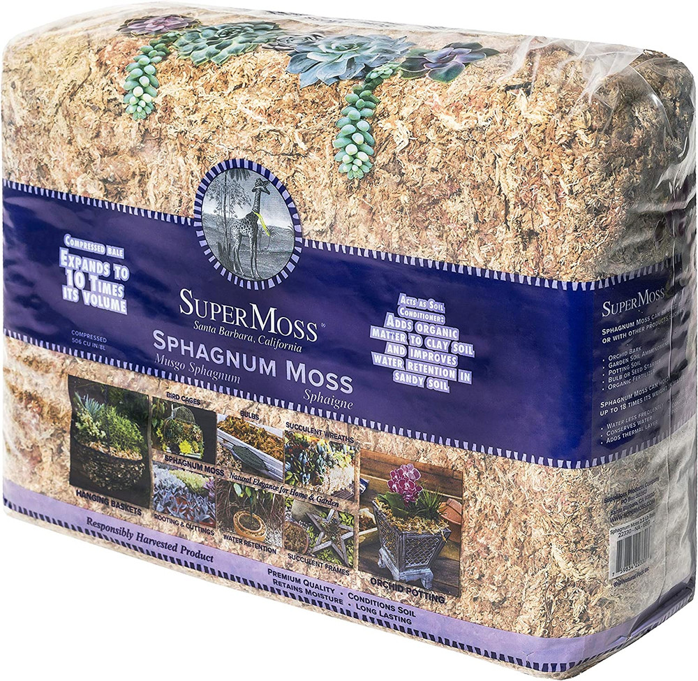 Supermoss (22330) Orchid Sphagnum Moss Dried, Natural, 2.1Lbs Small Bale