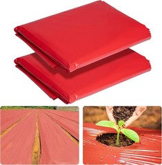 2Pack 3 Mil Embossed Mulch Garden Plastic Film, 4ft X 25ft 4ft X 25ft-2pcs Red