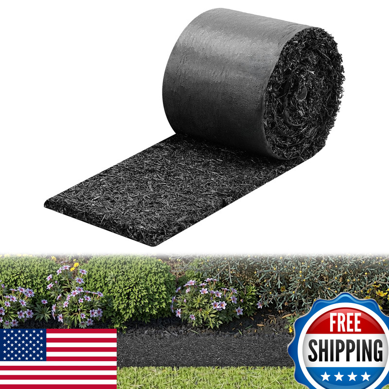 Vevor Rubber Mulch Mat Roll 140 X 4.5 In Recycled Rubber Permanent Mulch Edging