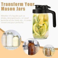 Mason Jar Pour Spout Lid for Wide Mouth Mason Jars,Leak Proof Sealing Lid,2-Pack