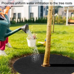 16pcs Tree Mulch Ring 16.5″ Non-Woven Round Tree Protector Weed Barrier, Black
