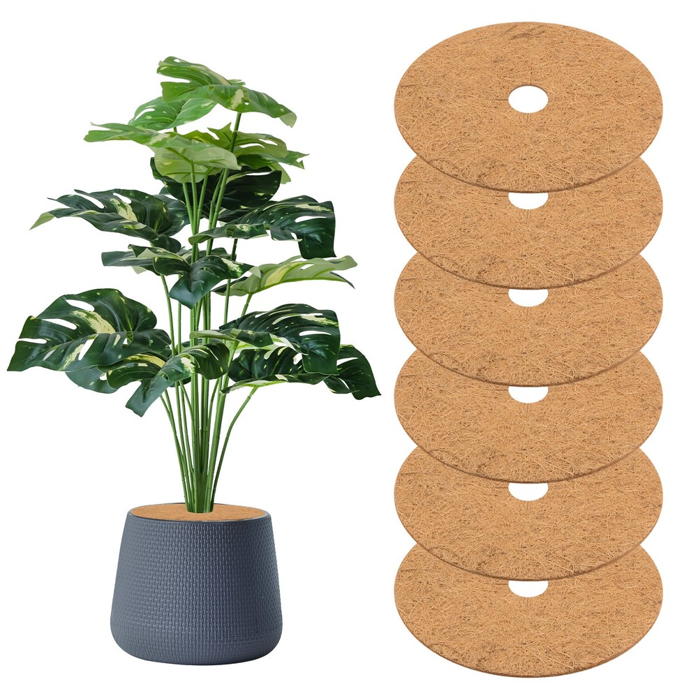 6-Pack 7.9 Inch Coconut Fibers Mulch Ring Tree Protector Mat [Coconut Brown]