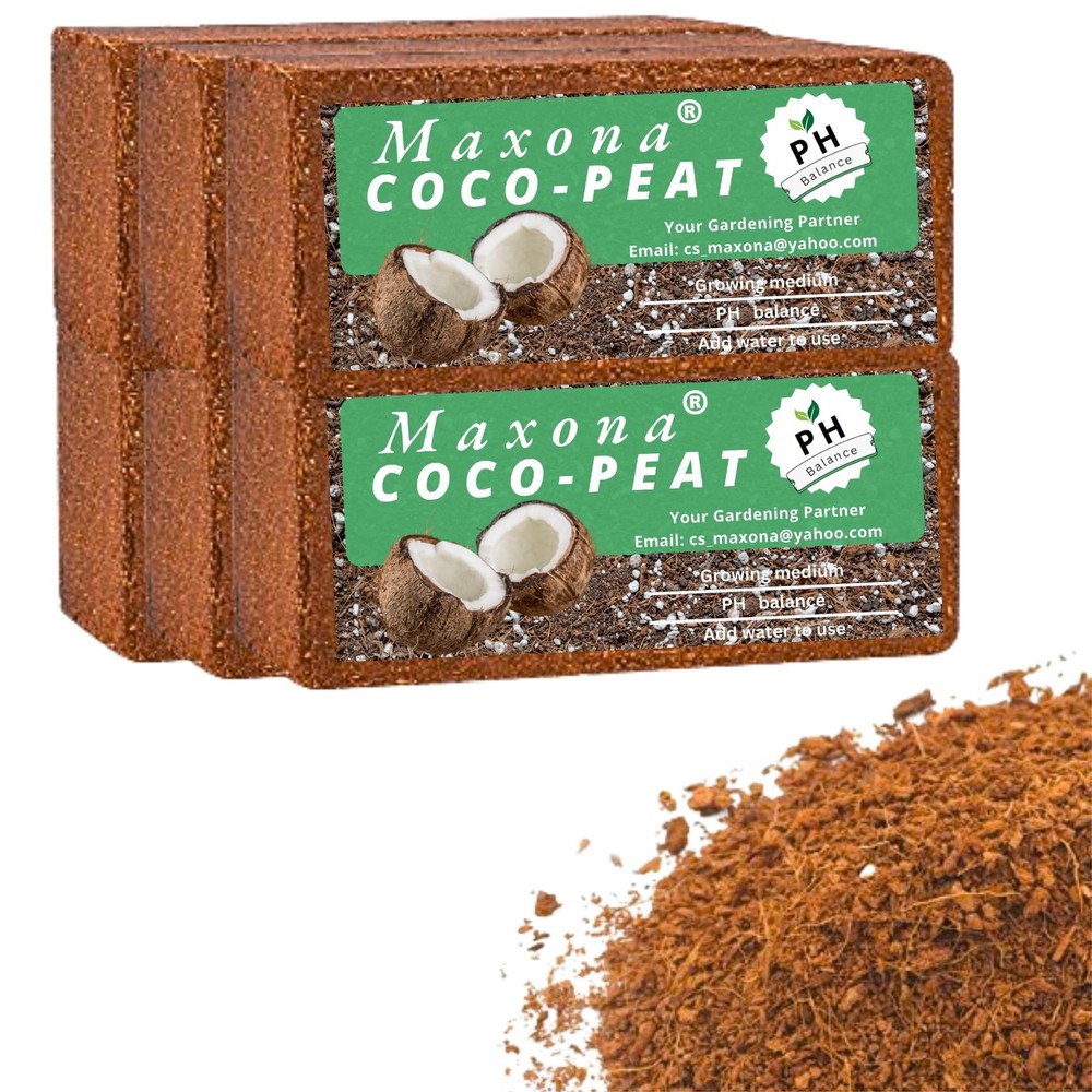 Maxona 6 Pcs Coco Coir Peat, 6.6LBS (1.1LBS/Pcs) Coconut 1.1LBS x 6, Brown