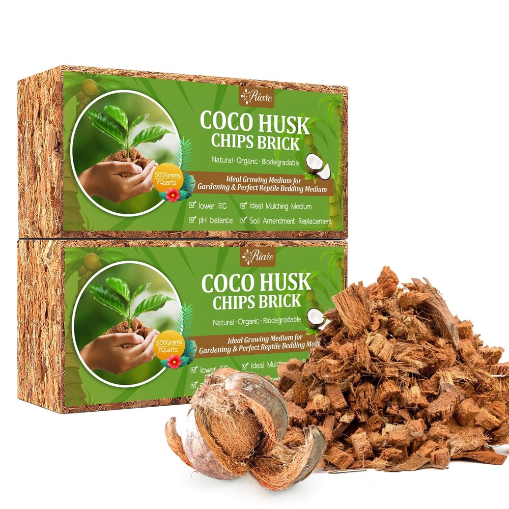 Riare 2 Pack Coco Chips Substrate for Plants- 8 x 4 x 1.8 inches, 2