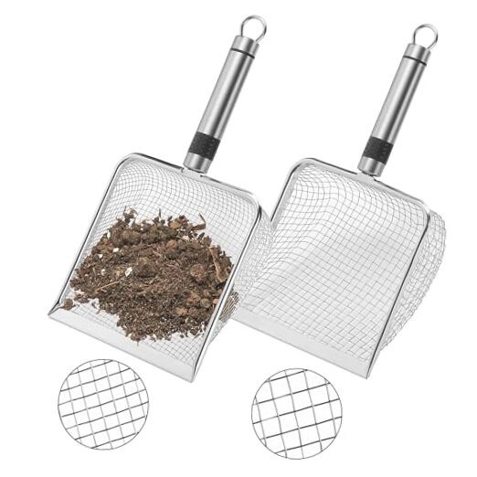 2 Pcs Wider Gardening Soil Sifter-5.5″ W Garden Sieve Sifter with Handle 2 Set
