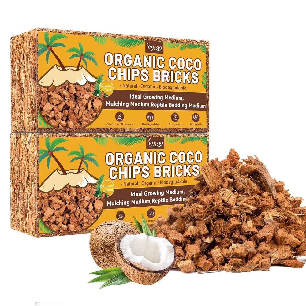 Legigo 2 Pack Coco Coir Chips for Plants- 2.2 LB 100% Organic Coconut 2
