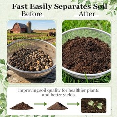 2PCS Soil Sifter for Gardening with Handle,Stainless Steel Rock Compost Soil