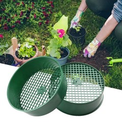 2pcs Plastic Round Garden Sieve Riddle For Compost & Soil Sifter Mesh Tool