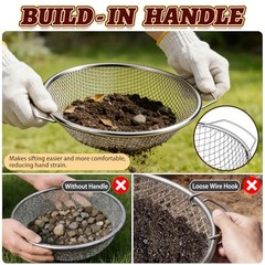 Soil Sifter for Gardening, Rock Soil Sifter with Handle Compost Sifting 3PCS