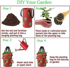 Set of 3 Hanging Tomato Planters Upside Down Strawberry Vegetable Grow Bags 3 Ga
