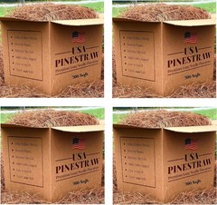 Long Needle Pine Straw Mulch 160 Sqft Coverage 3 Set Premium USA Harvested