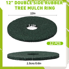 12 Pcs Double Side Rubber Mulch Tree Ring 12 Inch, Heavy Duty Rubber Mulch Mat,