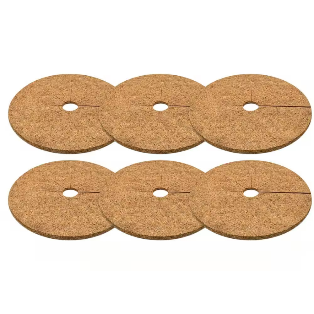 6-Piece 17.8 In. Brown Coconut Fibers Mulch Ring Tree Protector Mat for Tree Pro