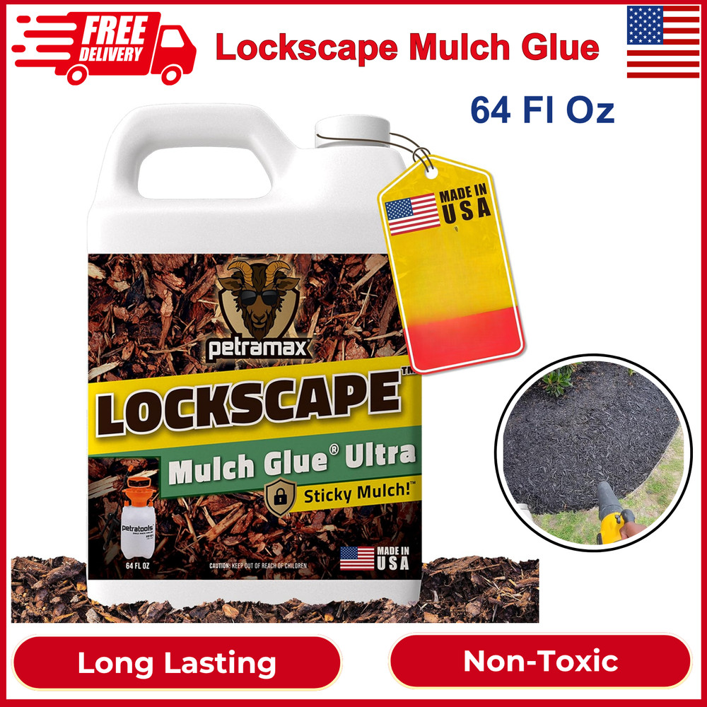 Sticky Mulch Glue For Landscaping (64 Oz) – Non-Toxic, Ultra-Concentrated Binder