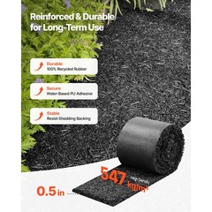 Uimoso Rubber Mulch Roll 140 x 5.5in for Landscaping Recycled 2 Rolls Mulch Mat