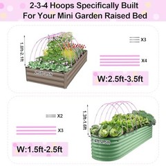 Garden Hoops Sunwuk Greenhouse Hoops for 2.5-5.5ft Wide Raised M SIZE 60pcs
