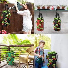 Set of 3 Hanging Tomato Planters Upside Down Strawberry Vegetable Grow Bags 3 Ga