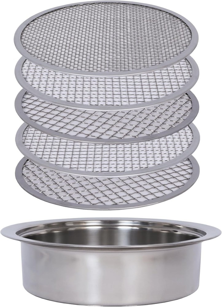 Soil Sifter Set for Garden with 5PCS Mesh(1,3,6,9,12mm) Sieve for Rocks and