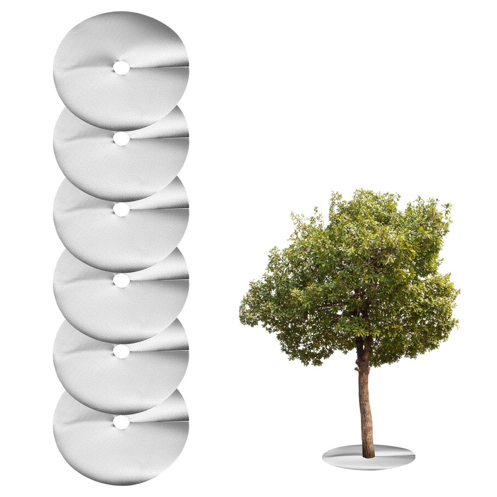 6pcs Tree Mulch Ring 9.8″ Non-Woven Round Tree Protector Weed Barrier, Silver