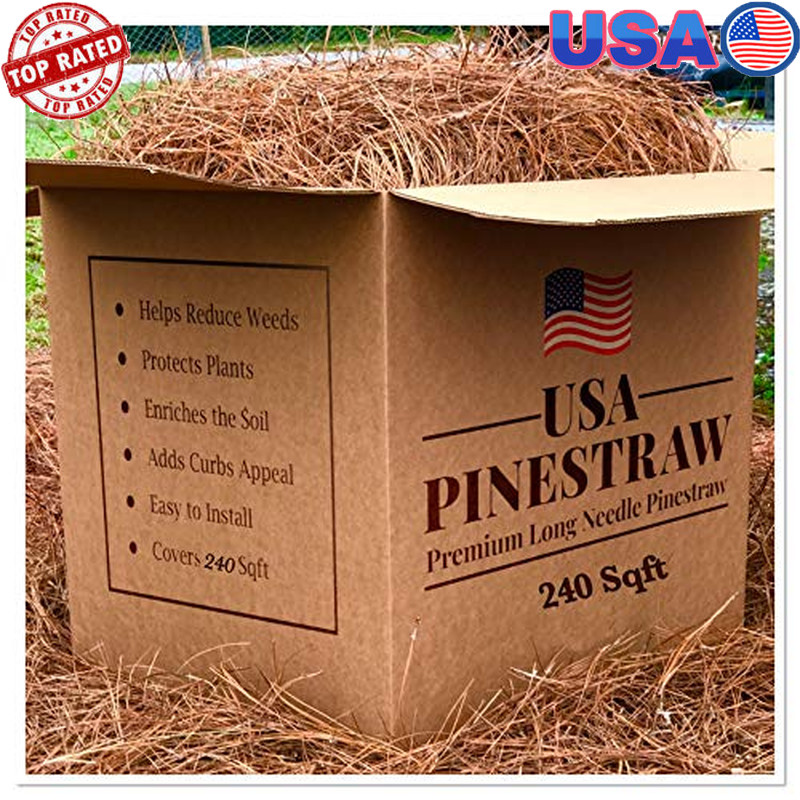 Pine Straw Organic Mulch Soil Moisture Retention Weed Control Covers 240 Sqft US