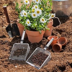 4 Pcs Wider Gardening Soil Sifter-5.5″ W Garden Sieve Sifter with Handle 4 Set