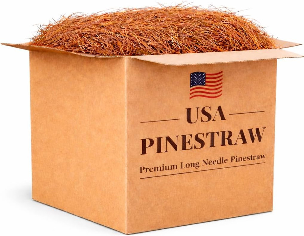 Long Needle Pine Straw Mulch – 240 Sqft Coverage 1 Set – for Landscaping