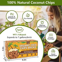 Legigo 1.1 LB Coco Coir Chips for Plants- 100% Organic Coconut 1 Pack