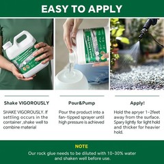 Rock Glue 4L/1.05Gal Mulch Glue,Fast Dry Transparent Waterproof Pea Gravel Stabi