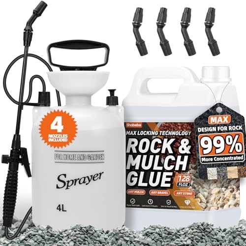 Rock Glue, 1Gallon Mulch Glue for Landscaping with Sprayer, 99% Ultra 1 Gallon