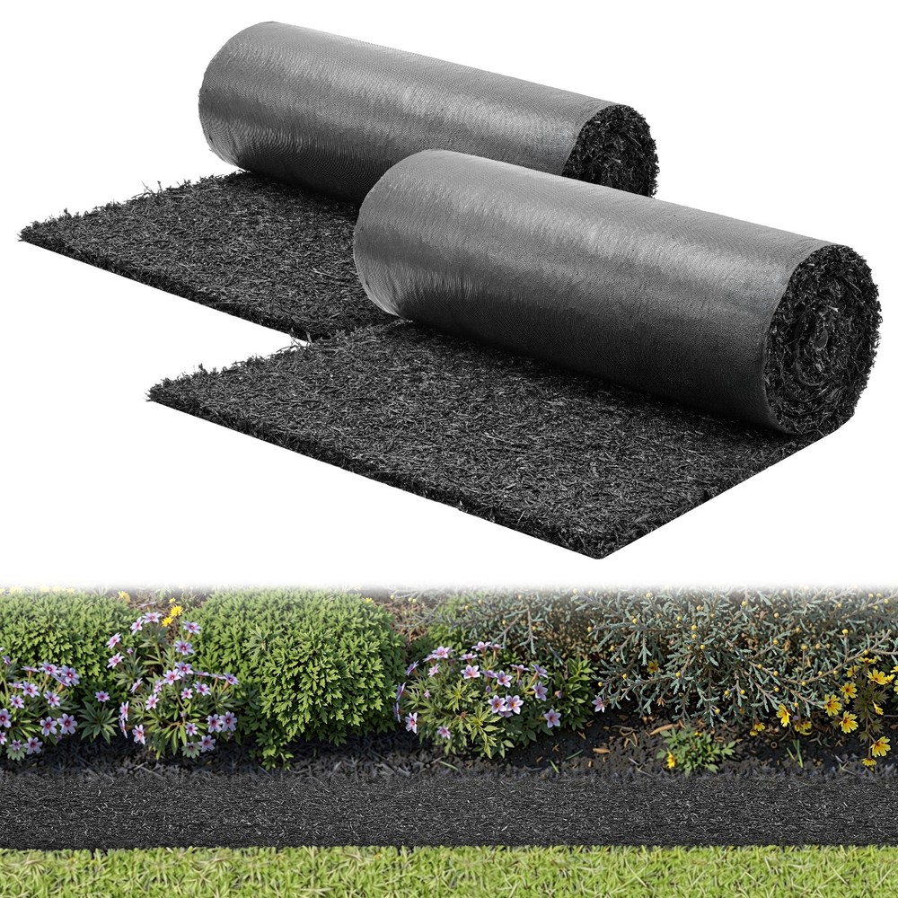 VEVOR Recycled Rubber Mulch Roll 96 x 24in Landscaping Pathway Mulch Mat 2 Pack