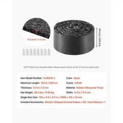 Rubber Mulch Mat Roll, 4 Rolls 120 x 4.5 in, Recycled Rubber Permanent Mulch