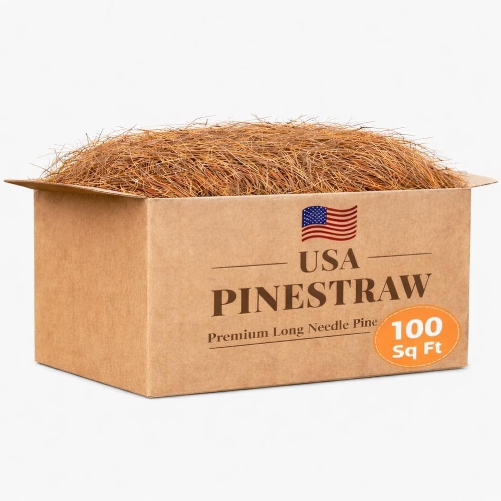 Long Needle Pine Straw Mulch 100 Sqft Coverage 1 Set Premium USA Harvested
