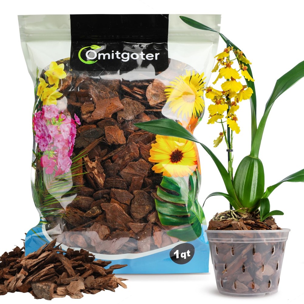 Omitgoter Orchid Bark 1qt, Natural Pine Mulch for