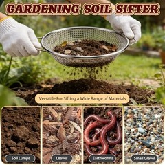 Soil Sifter for Gardening, Rock Soil Sifter with Handle Compost Sifting 3PCS