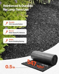 VEVOR Rubber Mulch Roll for Landscaping 96 x 22in Recycled Rubber Mulch Mat