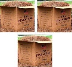 Long Needle Pine Straw Mulch 160 Sqft Coverage 3 Set Premium USA Harvested