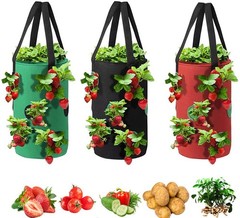Set of 3 Hanging Tomato Planters Upside Down Strawberry Vegetable Grow Bags 3 Ga