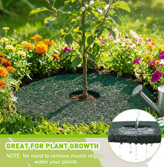 12 Pcs Double Side Rubber Mulch Tree Ring 12 Inch, Heavy Duty Rubber Mulch Mat,