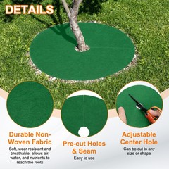 10pcs Tree Mulch Ring 5.9″ Non-Woven Round Tree Protector Weed Barrier, Green
