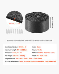 Rubber Mulch Edging Roll, 4 Pack 120×4.5in, 0.5in Thick Garden Border