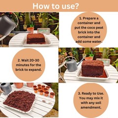 Maxona 6 Pcs Coco Coir Peat, 6.6LBS (1.1LBS/Pcs) Coconut 1.1LBS x 6, Brown