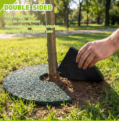 12 Pcs Double Side Rubber Mulch Tree Ring 12 Inch, Heavy Duty Rubber Mulch Mat,