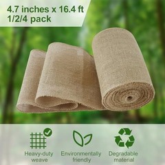 4 Rolls Burlap Tree Protector Wraps, 4.7″ x16.4′ Winter-Proof Tree Trunk