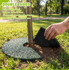 Peryiter 12 Pcs Double Side Rubber Mulch Tree Ring Heavy Duty Rubber Mulch Mat