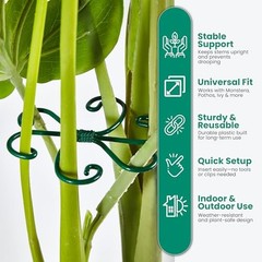 6 Pack Metal Plant Stem Supports for Indoor Plants (Green) – Houseplant