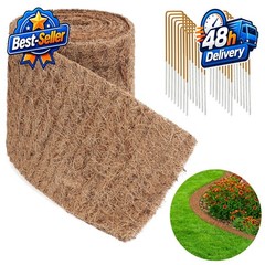 LukLoy Natural Coconut Fiber Mulch Roll 120″ x 6.3″ with 16 Stakes