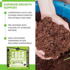 Coco Coir Mega Brick Organic Coconut Coir 11 Pound Coco Fiber Compressed Block