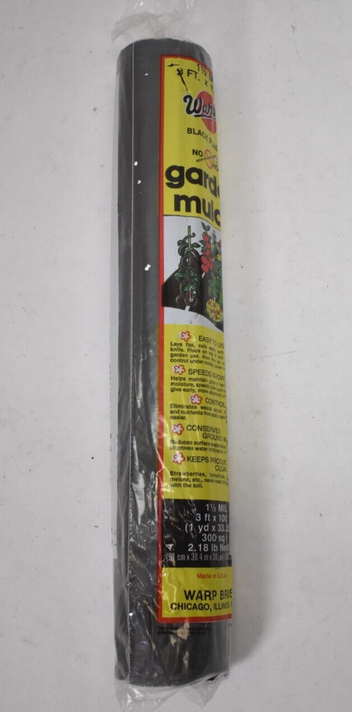 Warp’s Black Plastic No HOE Garden Mulch 1-1/2 Mil 3′ x 100′ 2.18lb Replacement