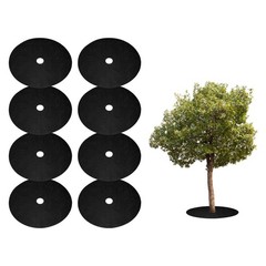 8pcs Tree Mulch Ring 20.5″ Non-Woven Round Tree Protector Weed Barrier, Black