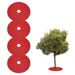 4pcs Tree Mulch Ring 10.6″ Non-Woven Round Tree Protector Weed Barrier Red]